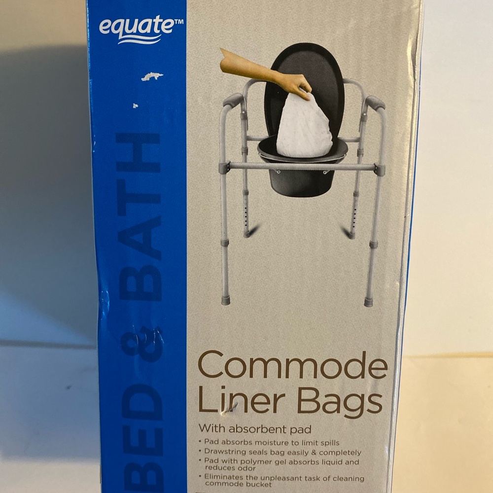 Equate Bed & Bath Commode Liner Bags with Absorbent Pad included 12 bag